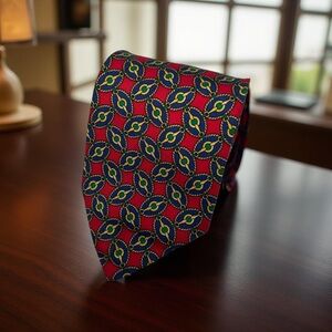 Brooks Brothers Makers All Silk Red Nautical Rope Chain Pattern Tie 56.25"x 3.5"